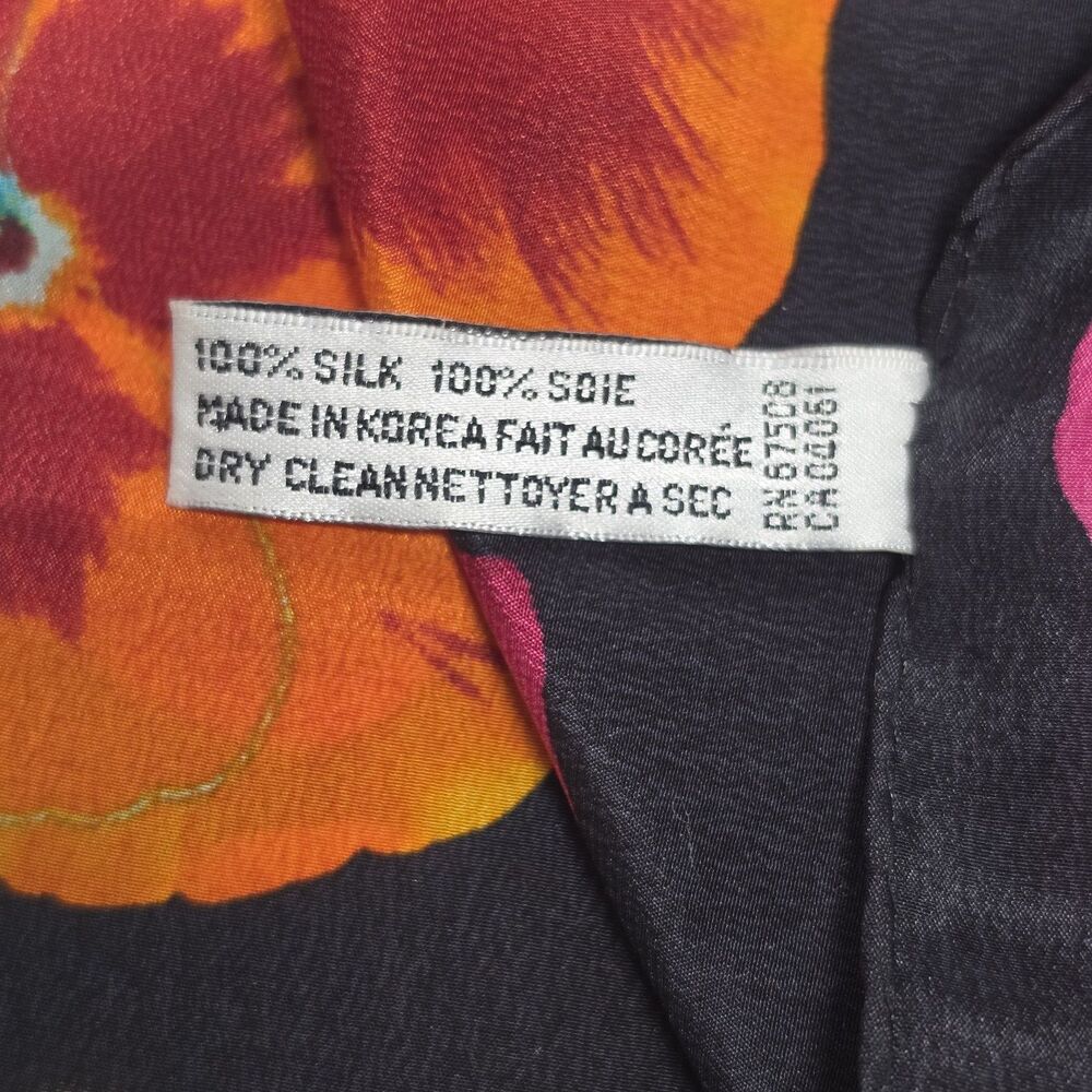 Anne Klein Collection XIIX Women's Silk Square Scarf Multicolor Hibiscus 21x21" - Picture 4 of 7